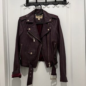 MICHAEL KORS - Leather Jacket - burgundy
